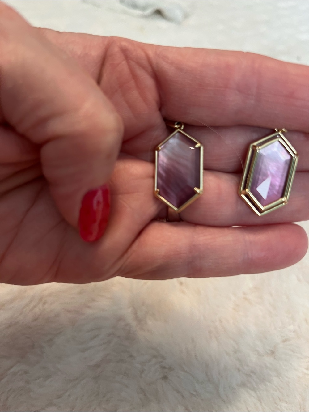 Kendra Scott Hallie Purple Watercolor Illusion Hexagon Drop Earrings